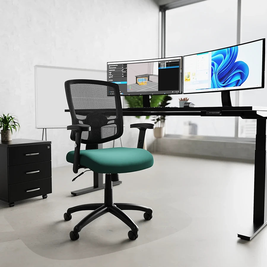 Portland II Medium Mesh Back Task Operator Office Chair with Arms