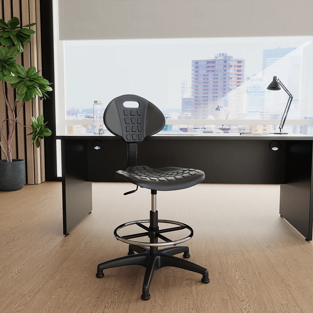 Malaga Polyurethane Medium Back Hi Rise Draughtsman Task Operator Office Chair