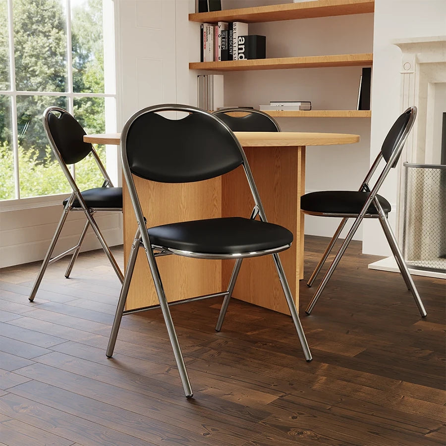 Milan High Back Black Vinyl Chrome Frame Folding Visitor Chair