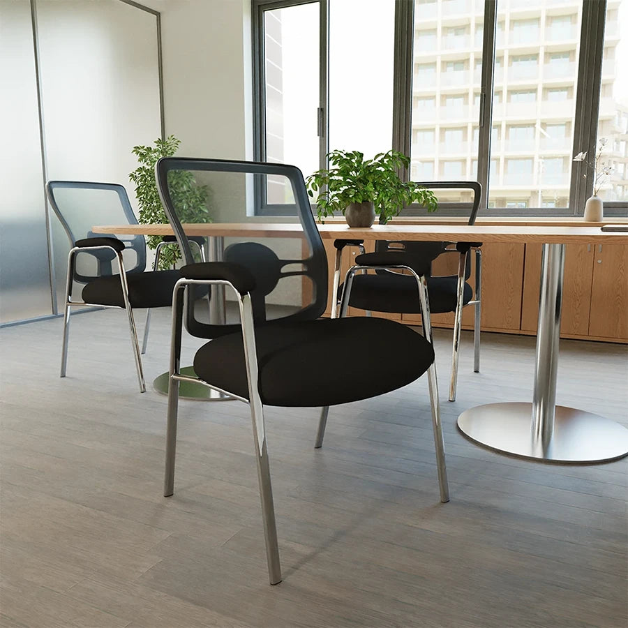 Portland Medium Mesh Back (Straight Leg) Visitor Chair with Arms