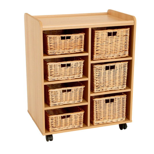 4 Shallow/3 Deep Storage Unit With Willow Baskets