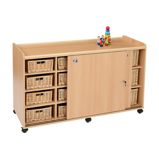 8 Shallow/6 Deep Storage Unit With Doors/Willow Baskets