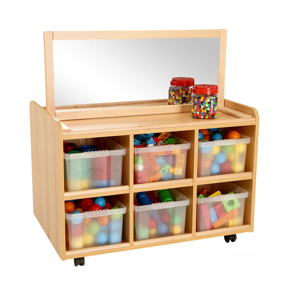Double Sided Storage Unit With Mirror & Deep Trays or Baskets