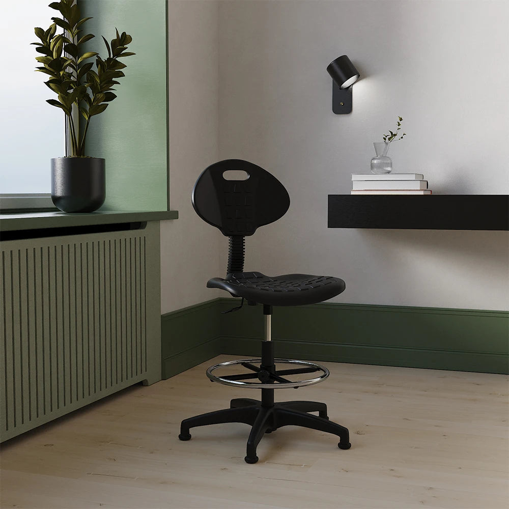 Malaga Polyurethane Medium Back Hi Rise Draughtsman Task Operator Office Chair