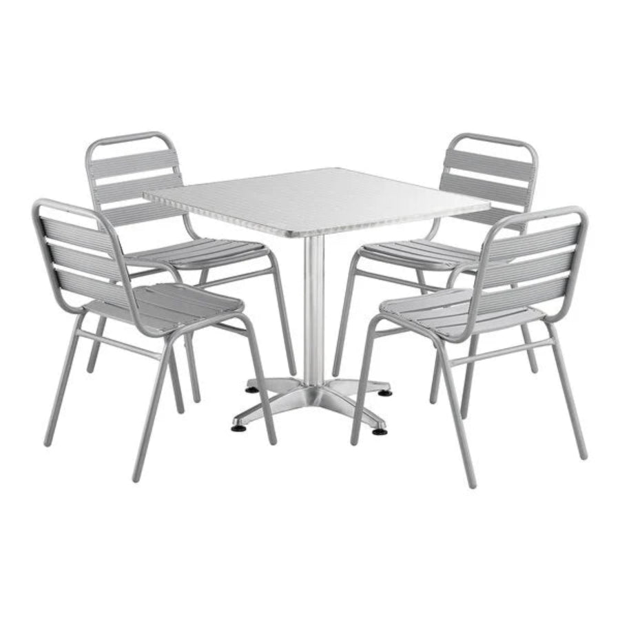 Rio Square Pedestal Table + 4 Side Chairs