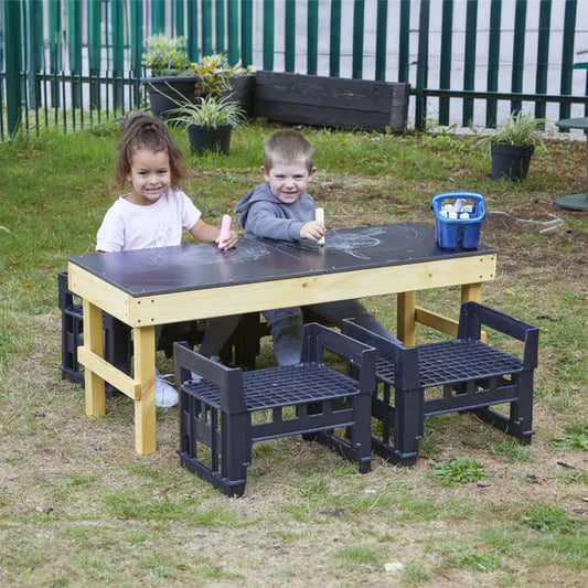Slim H Crate Chalk Table + 4 H Crates