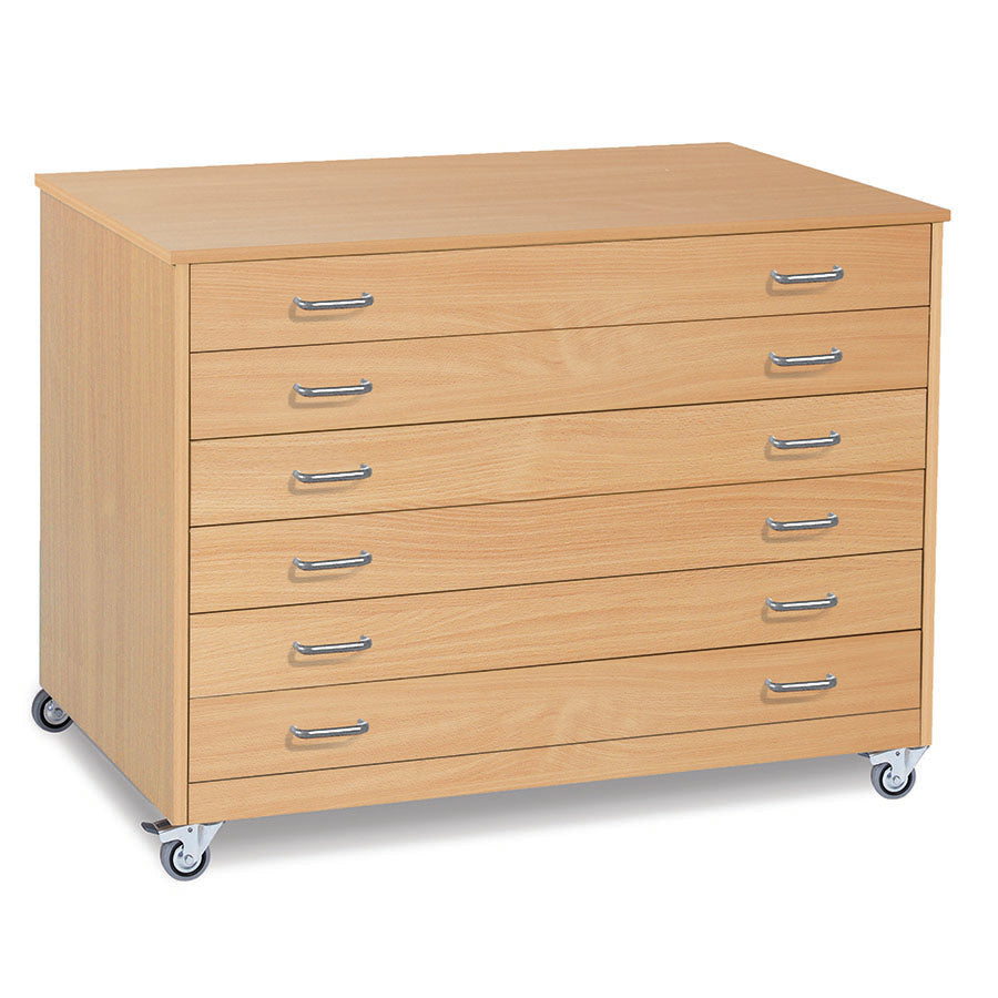 6 Drawer Plan Chest with Drawer Stops Static or Mobile