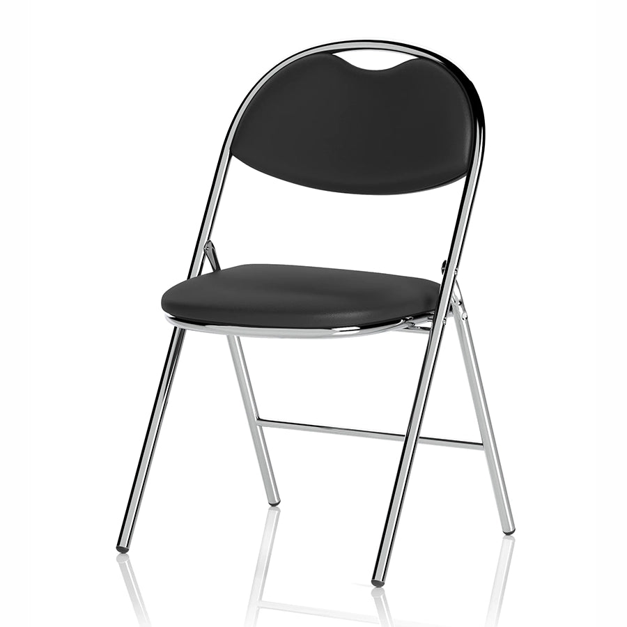 Milan High Back Black Vinyl Chrome Frame Folding Visitor Chair