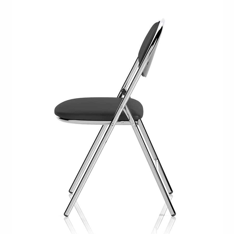 Milan High Back Black Vinyl Chrome Frame Folding Visitor Chair