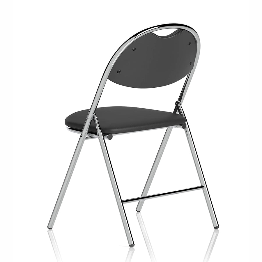 Milan High Back Black Vinyl Chrome Frame Folding Visitor Chair