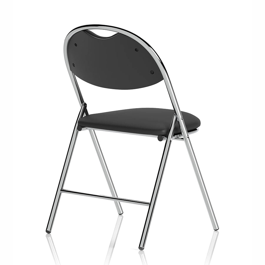 Milan High Back Black Vinyl Chrome Frame Folding Visitor Chair
