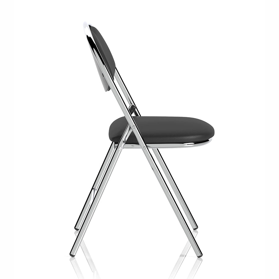 Milan High Back Black Vinyl Chrome Frame Folding Visitor Chair