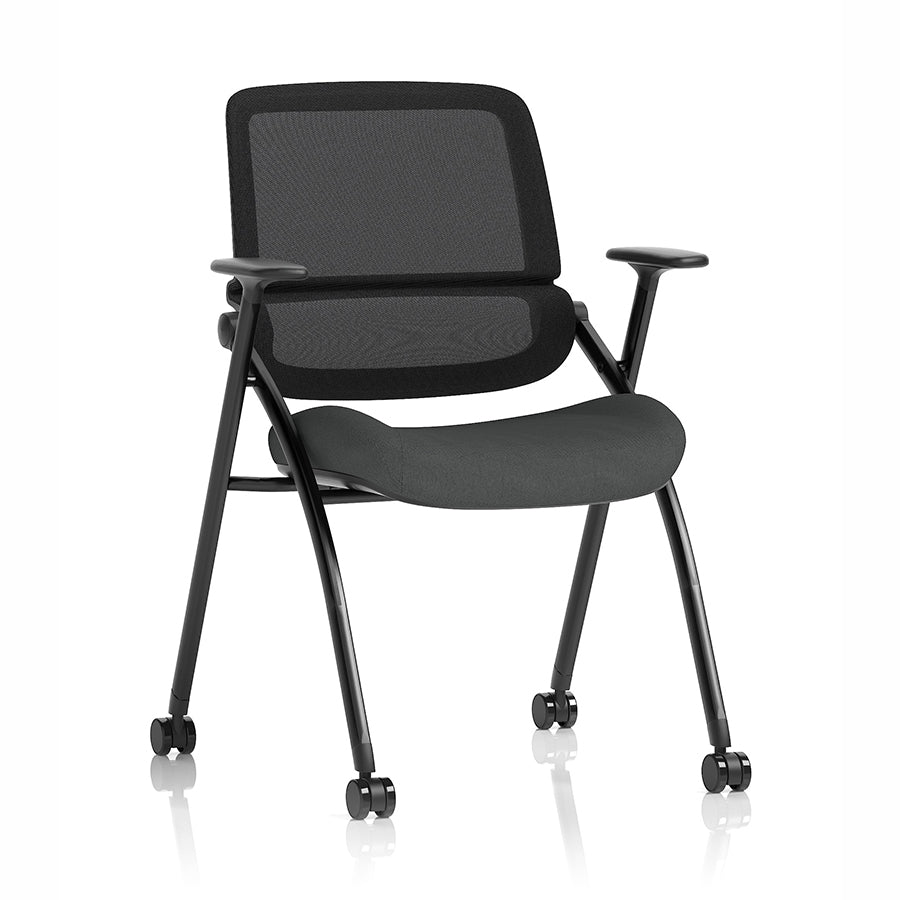 Capra Mesh Back Folding Office Training Chair in Bespoke Quest Mussel Colour