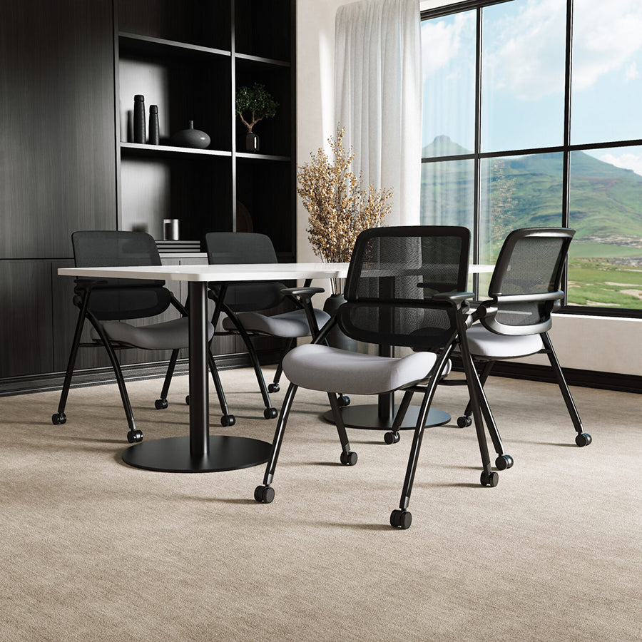 Capra Mesh Back Folding Office Training Chair in Bespoke Quest Shell Colour Lifestyle Image