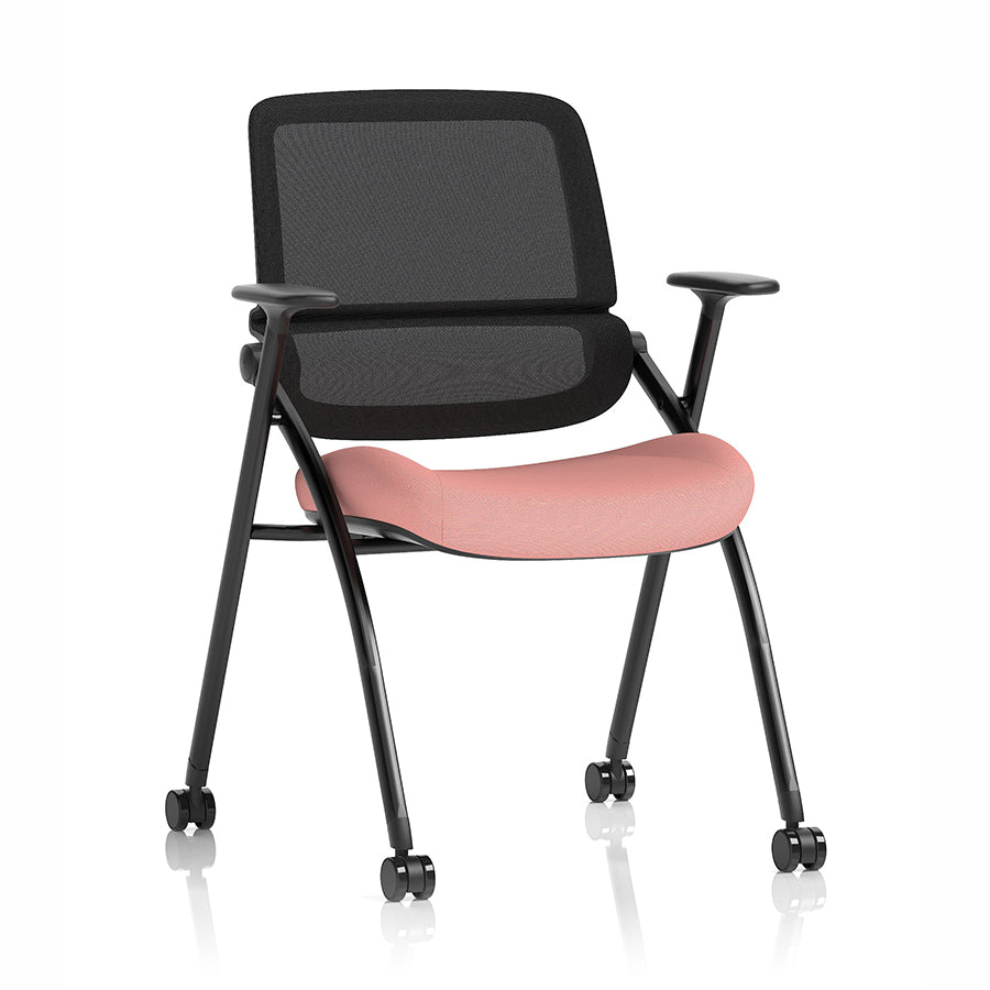 Capra Mesh Back Folding Office Training Chair in Bespoke Quest Shrimp Colour