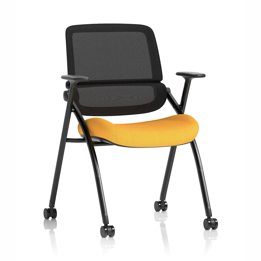 Capra Mesh Back Folding Office Training Chair in Bespoke Senna Yellow Colour