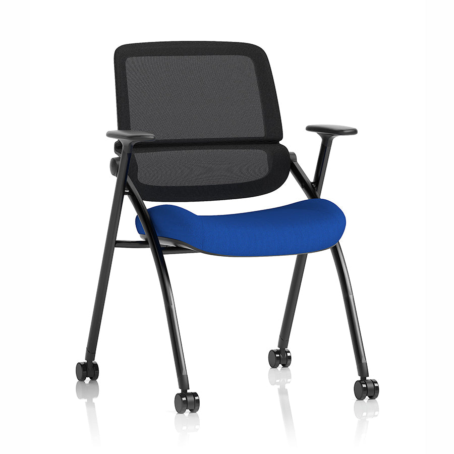 Capra Mesh Back Folding Office Training Chair in Bespoke Stevia Blue Colour