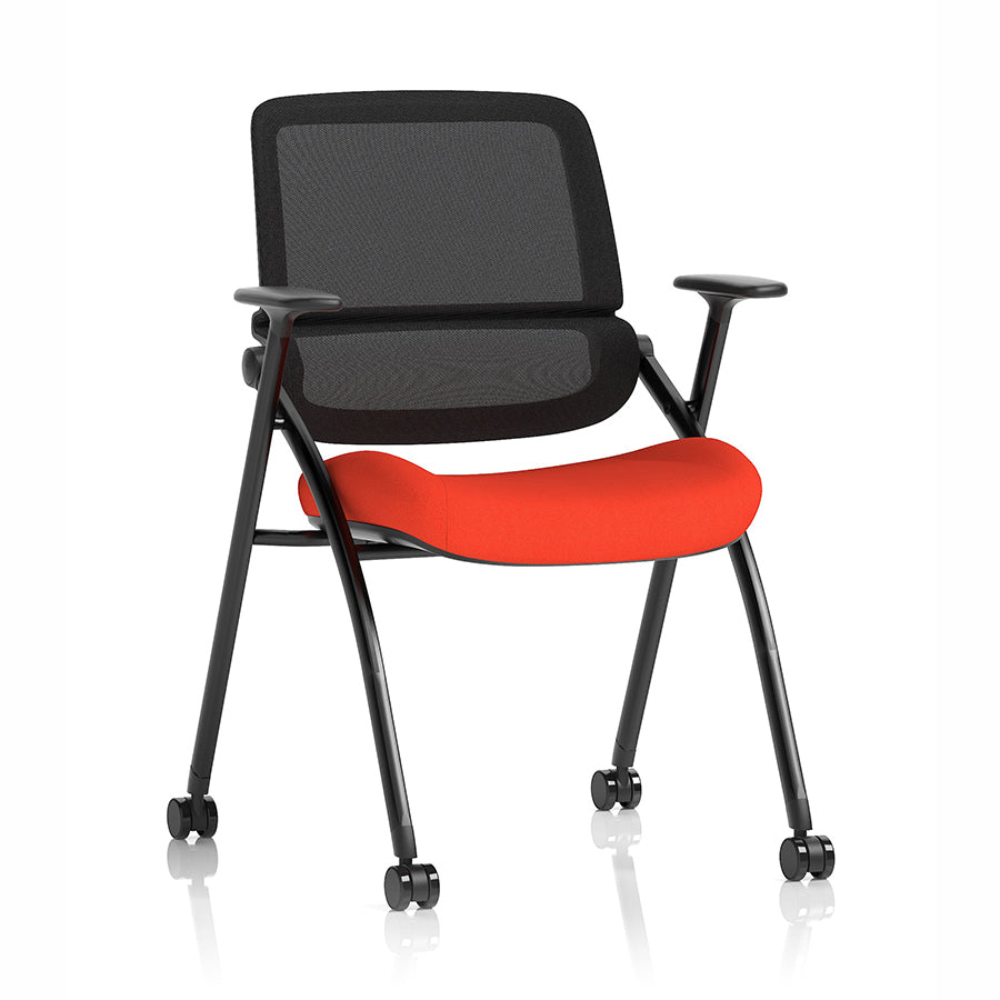 Capra Mesh Back Folding Office Training Chair in Bespoke Tabasco Orange Colour