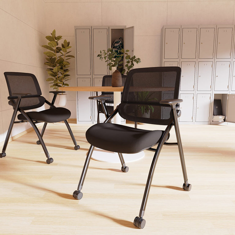 Capra Mesh Back Folding Office Training Chair in Black Colour Lifestyle Image