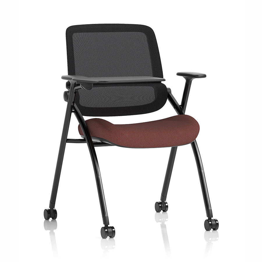 Capra Mesh Back Folding Office Training Chair with Writing Table in Bespoke Rivet Forge Colour