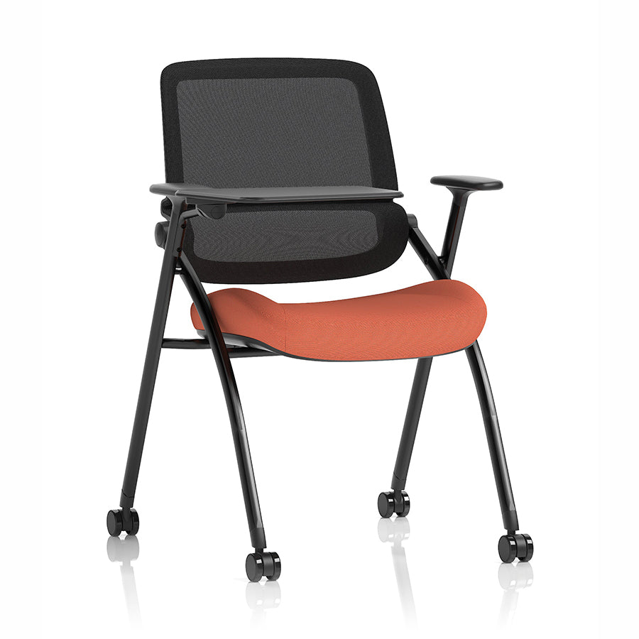 Capra Mesh Back Folding Office Training Chair with Writing Tablet in Bespoke Quest Crab Colour