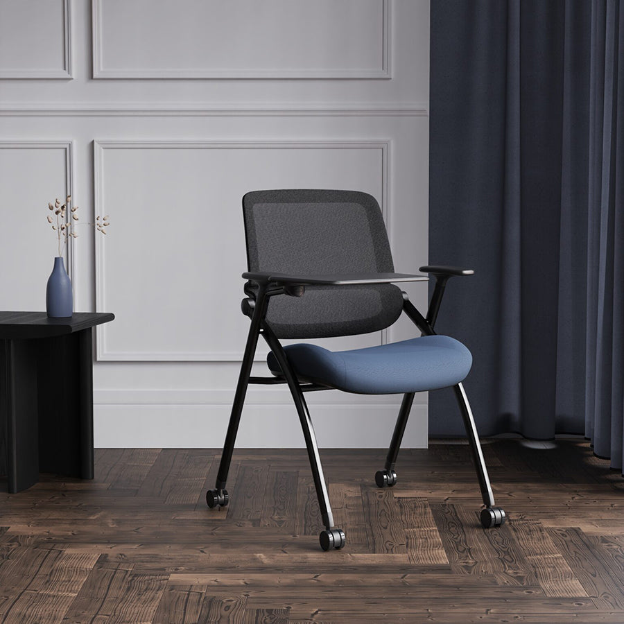 Capra Mesh Back Folding Office Training Chair with Writing Tablet in Bespoke Quest Limpet Colour Lifestyle Image
