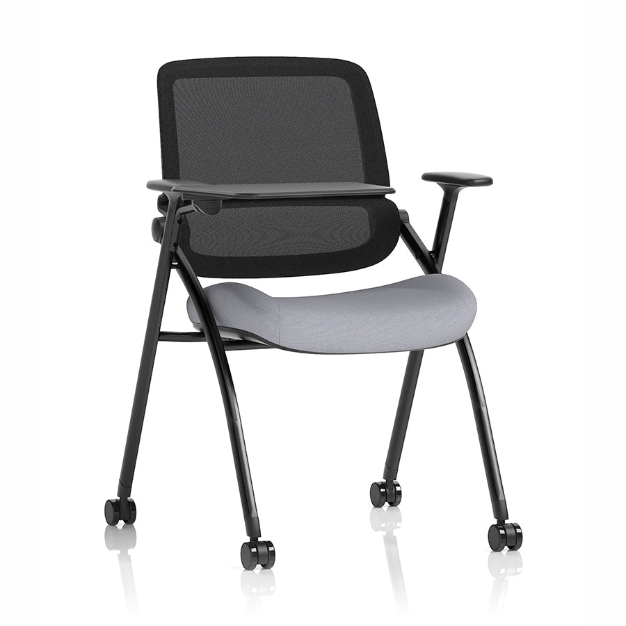 Capra Mesh Back Folding Office Training Chair with Writing Tablet in Bespoke Quest Shell Colour