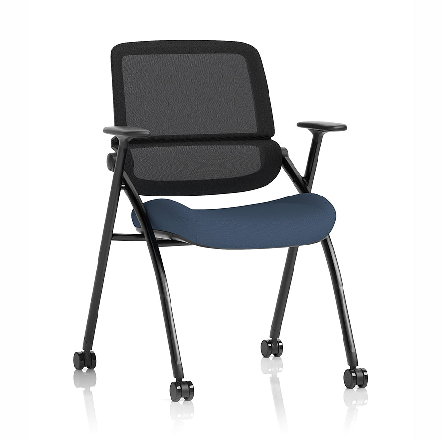 Capra Mesh Back Folding Office Training Chair with Writing Tablet in Bespoke Quest Whelk Colour