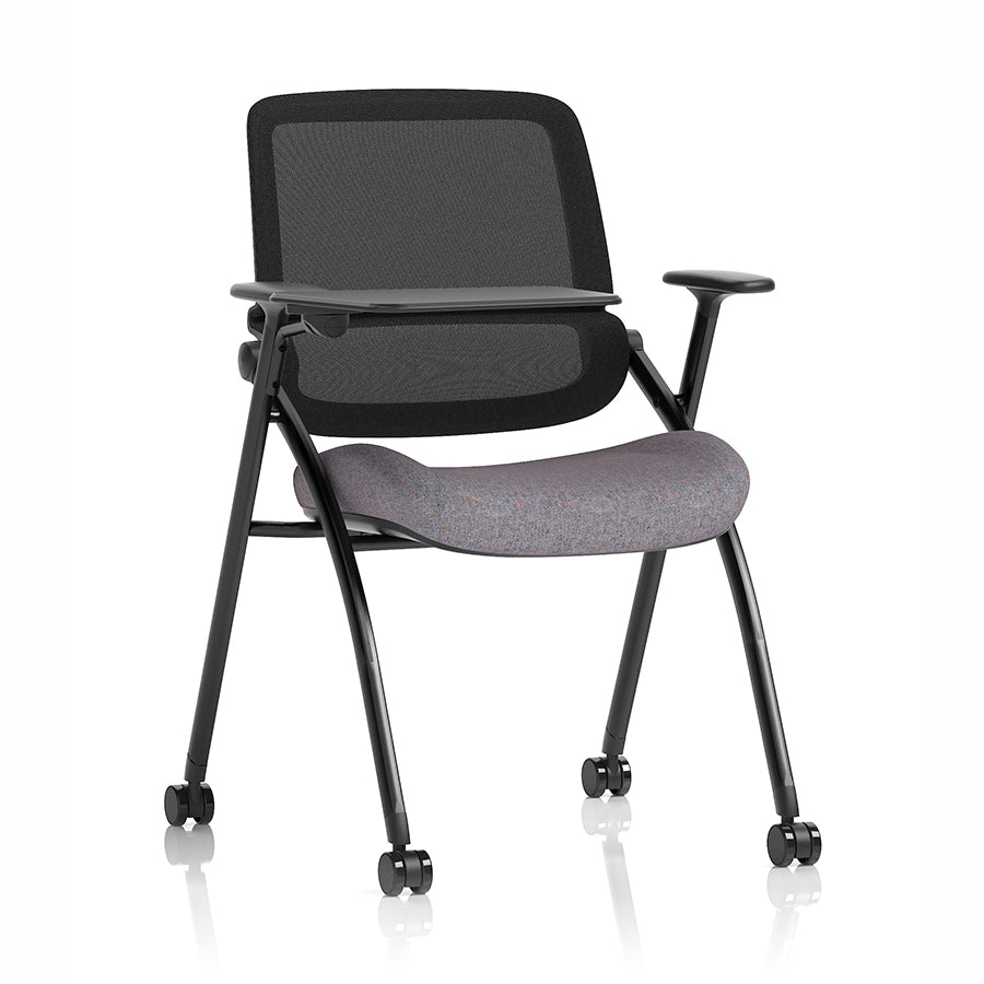 Capra Mesh Back Folding Office Training Chair with Writing Tablet in Bespoke Rivet Fuse Colour