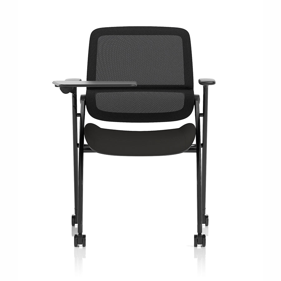 Capra Mesh Back Folding Office Training Chair with Writing Tablet in Black 1