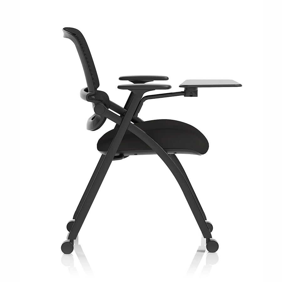 Capra Mesh Back Folding Office Training Chair with Writing Tablet in Black 2