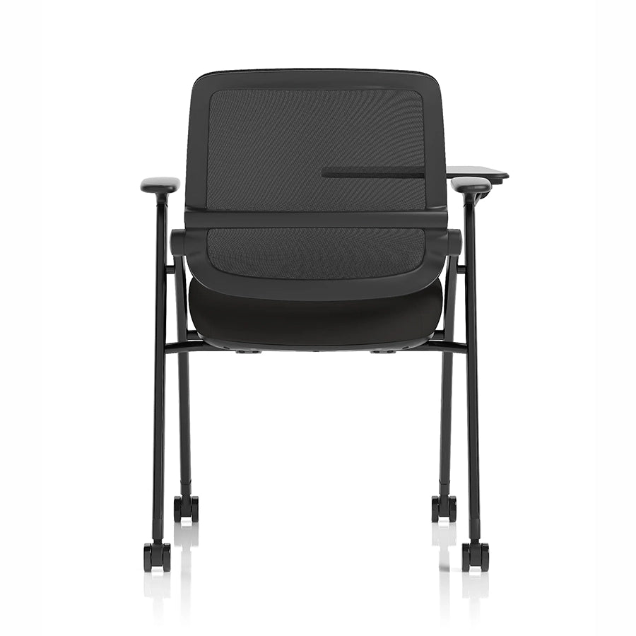 Capra Mesh Back Folding Office Training Chair with Writing Tablet in Black 4