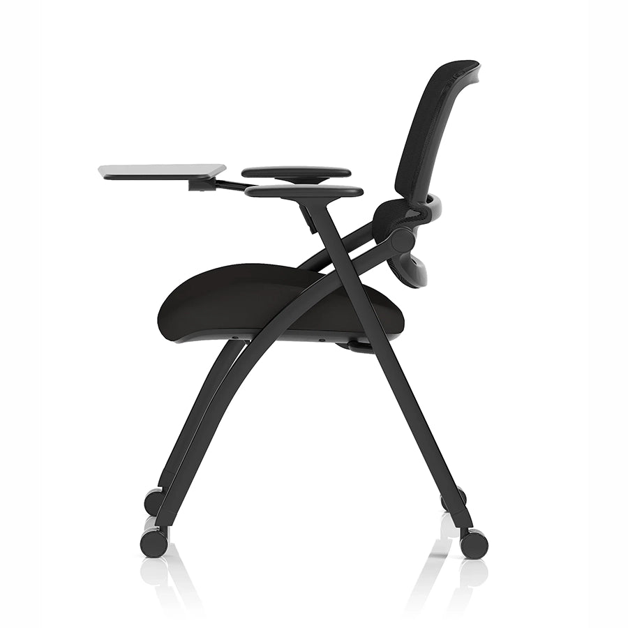 Capra Mesh Back Folding Office Training Chair with Writing Tablet in Black 6