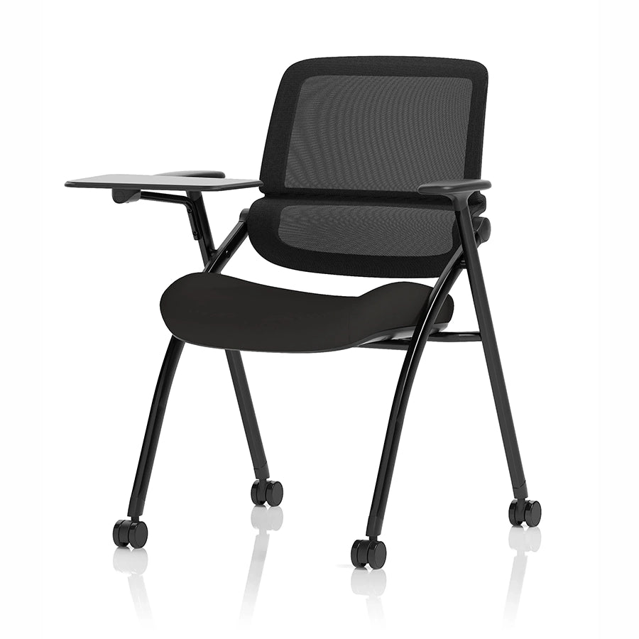 Capra Mesh Back Folding Office Training Chair with Writing Tablet in Black 7