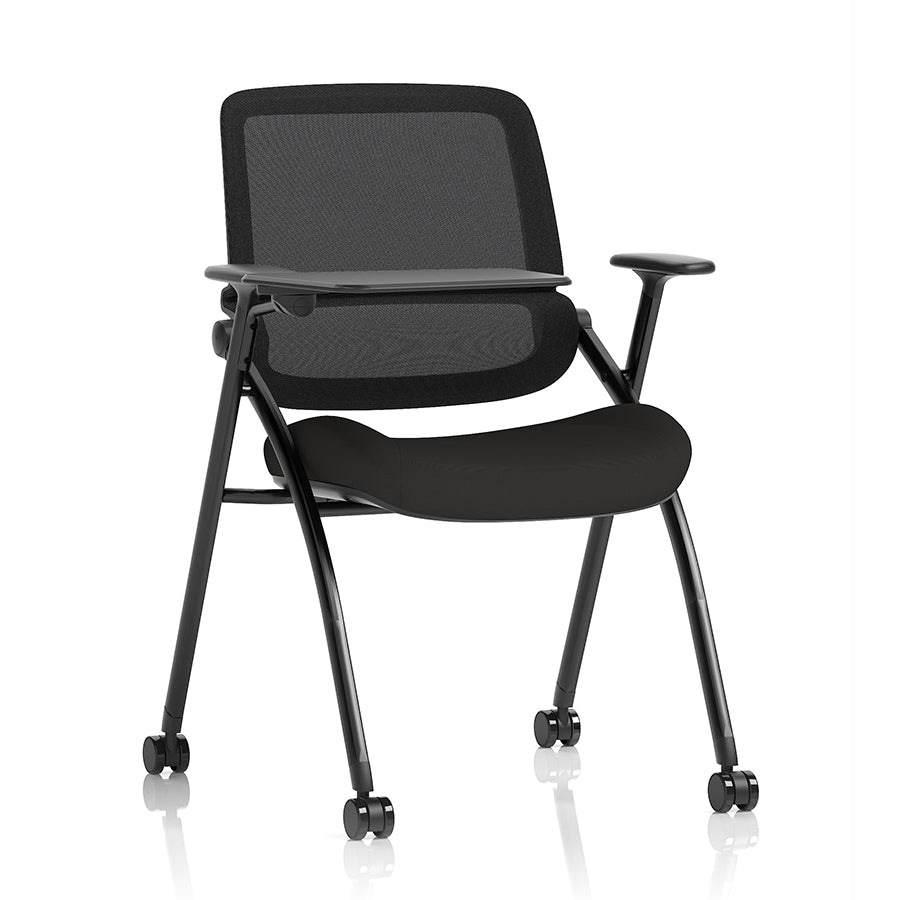 Capra Mesh Back Folding Office Training Chair with Writing Tablet in Black 8