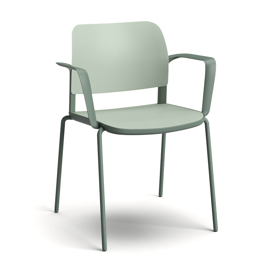 Ciao Stackable Chair with Loop Arms Sage Green seat and back and cactus green frame and support