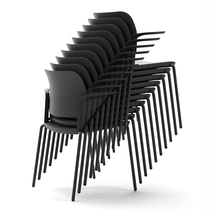 Ciao Stackable Chairs with Open Arms Black Stacked 10 high