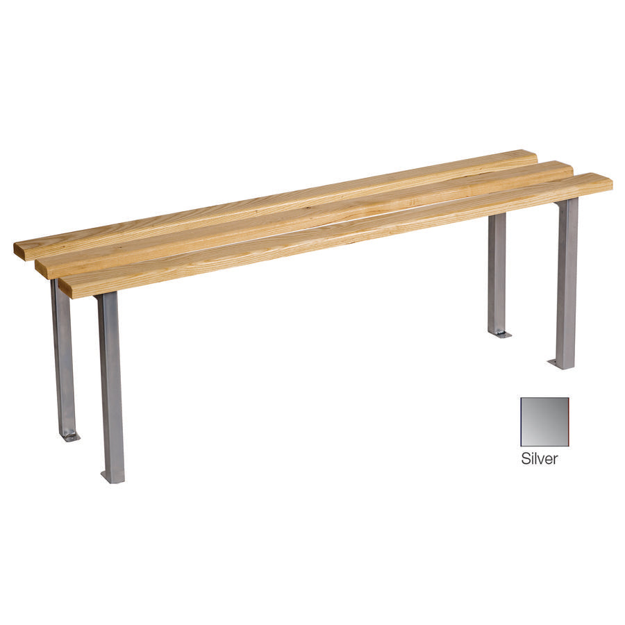 Classic Mezzo Bench Floor Fixed Cloakroom bench Silver with Wood Top W1000xD325xH450mm