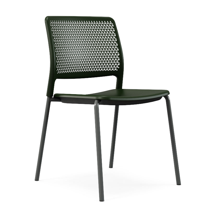 Grafton Stacking 4 Leg Chair on glides rainforest seat and back with blue grey frame