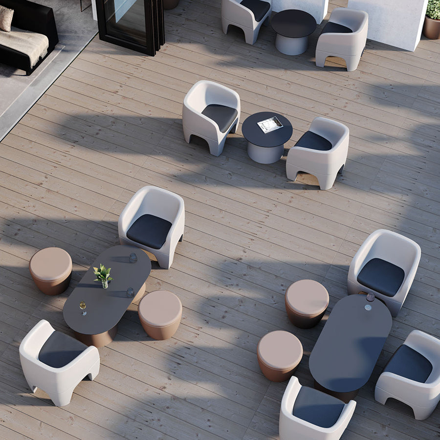 Gummy Bear Moulded Leg Outdoor Chair Grey and Beige Melange Lifestyle Image 2