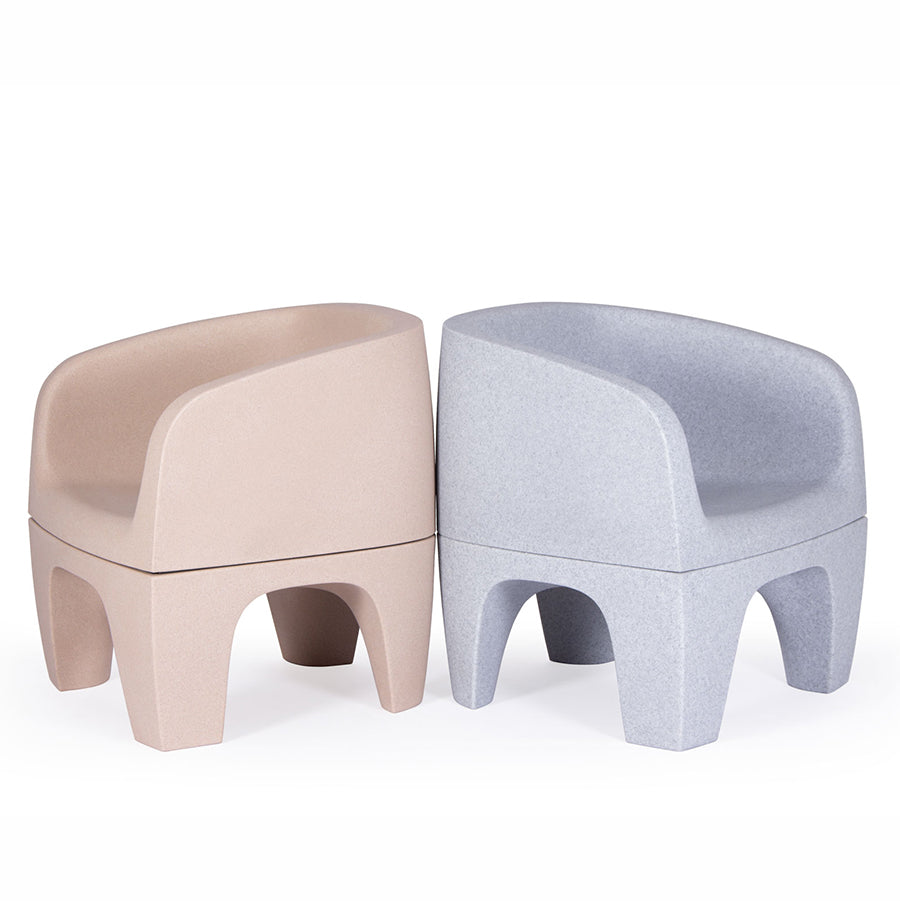 Gummy Bear Moulded Leg Outdoor Chair Grey and Beige Melange Side by Side