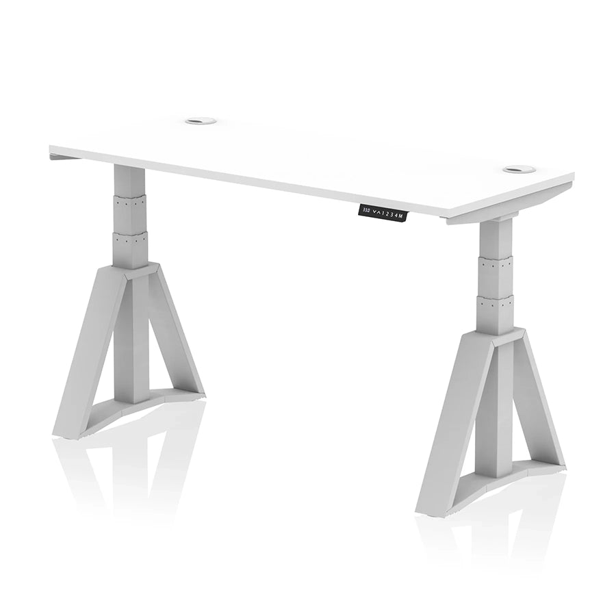 Air Height Adjustable Slimline Desk With Cable Ports With Piste Foot