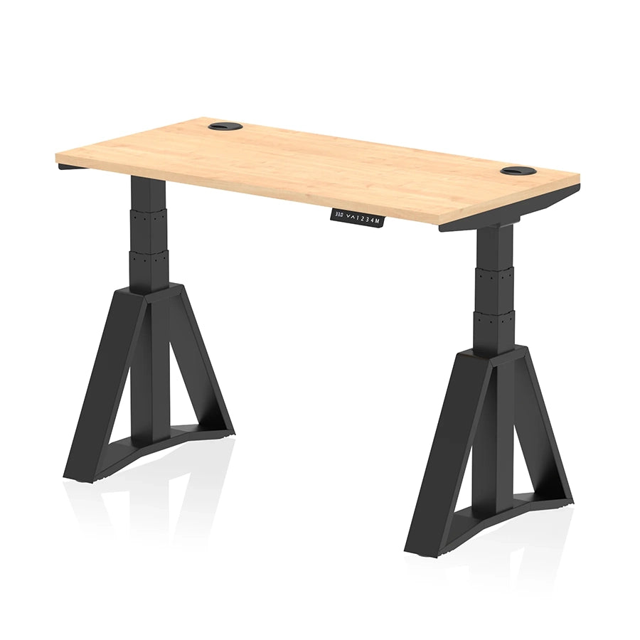 Air Height Adjustable Slimline Desk With Cable Ports With Piste Foot