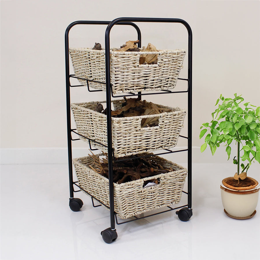 Tray Storage Trolley With 3 or 6 Maize Baskets