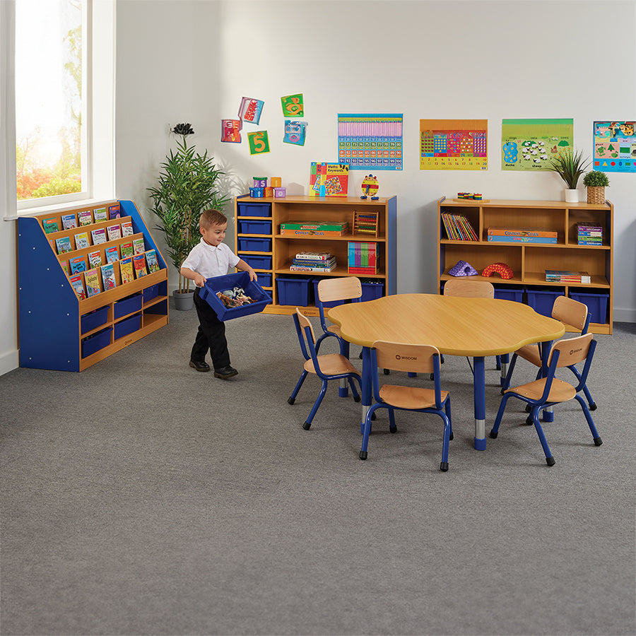 Milan Tiered Bookcase With 6 Blue Trays