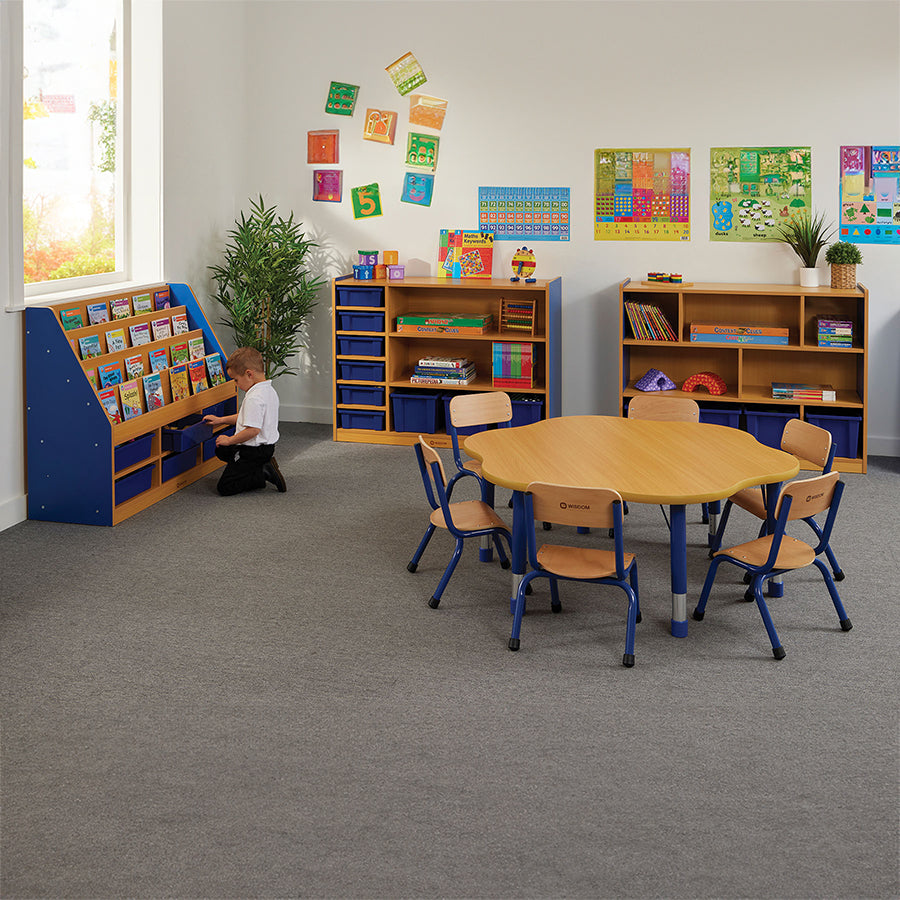Milan Tiered Bookcase With 6 Blue Trays