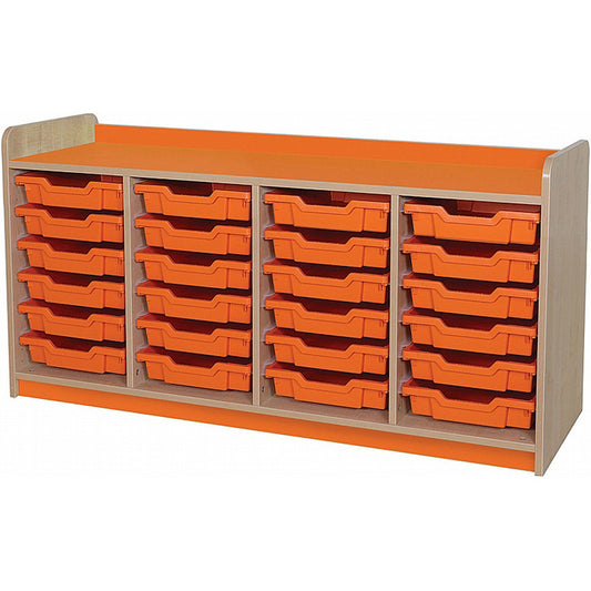 KubbyClass® - 24 Shallow Tray Quad Unit with Tangerine Gratnells Trays