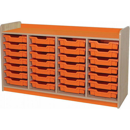 KubbyClass® - 28 Shallow Tray Quad Unit with Tangerine Gratnells Trays