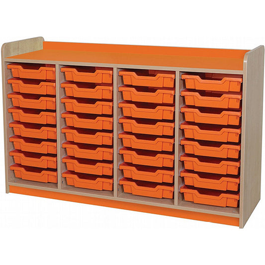 KubbyClass® - 32 Shallow Tray Quad Unit with Tangerine Gratnells Trays