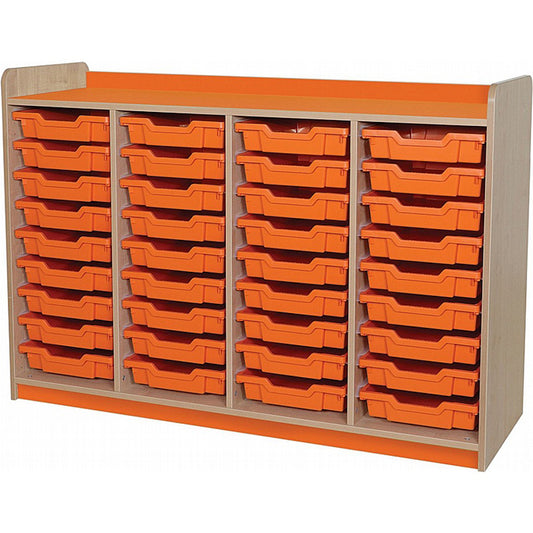KubbyClass® - 36 Shallow Tray Quad Unit with Tangerine Gratnells Trays